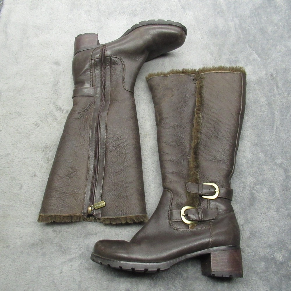 Blondo Riding Boots Women 6M Brown Leather Fur Fatima Waterproof Winter WARM